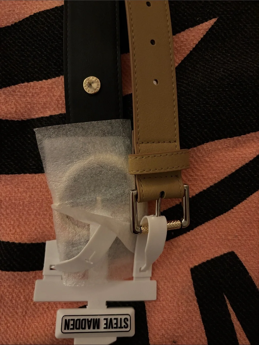 2 Steve Madden Leather Belts in Black and Brown/Tan